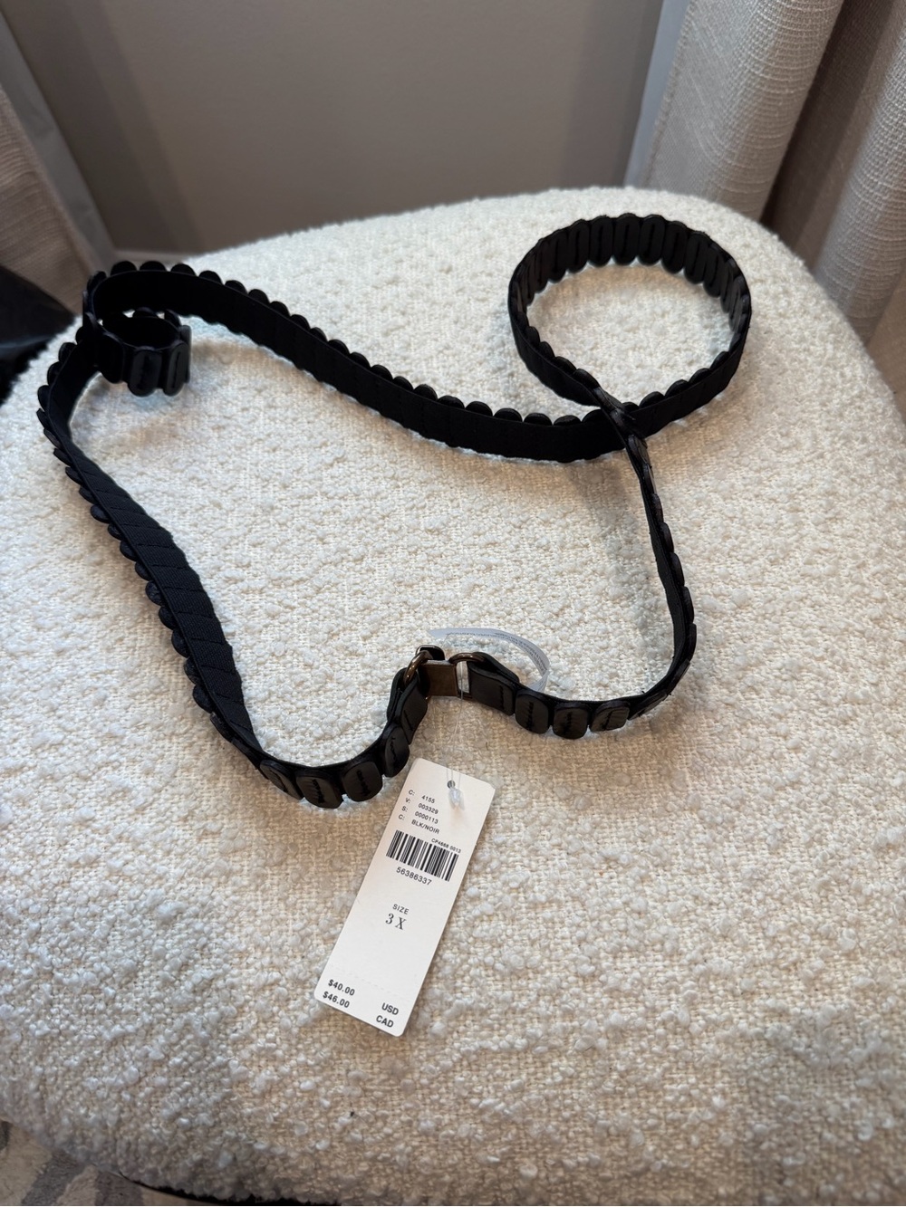 NWT Anthropologie Black Scalloped Strap Stretchy Belt